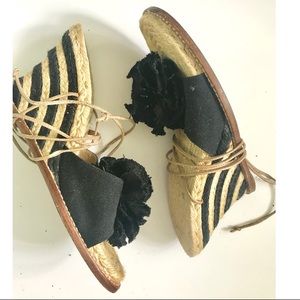 Kate Spade Wedges w/ Stripe and Floral Details